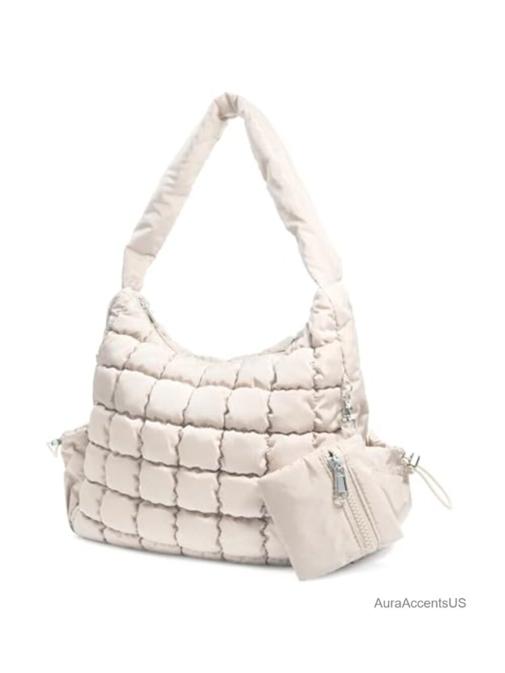 Quilted Puffer Hobo Shoulder Bag Lightweight Polyester Handbag